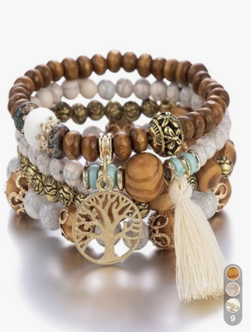 Bracelets Bloc de Couleur Boho Toutes Les Saisons Vacances multicouche Bracelet en Bois en Bois pour Femmes