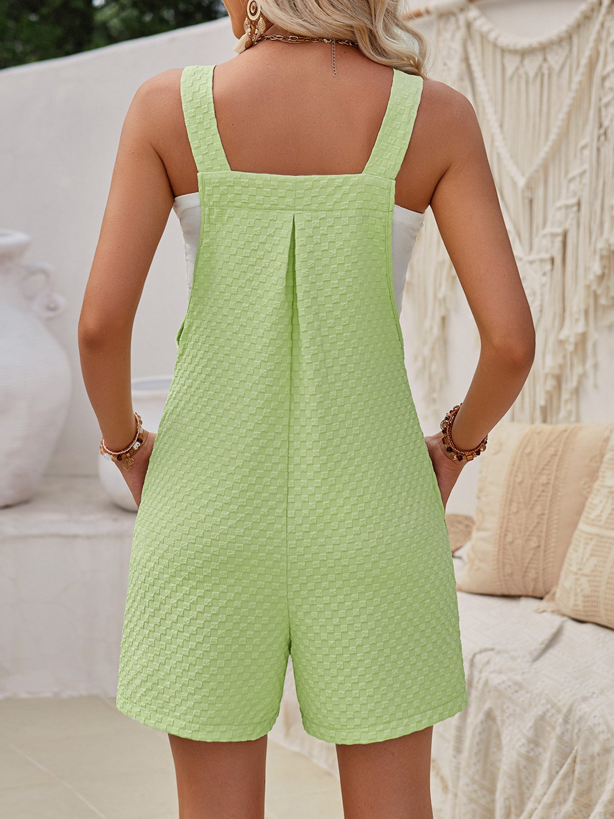 Deux Pièces Ensembles Femmes Décontracté Plain Été Polyester Naturel Ample Sans Manches Top Avec Pantalons Droit