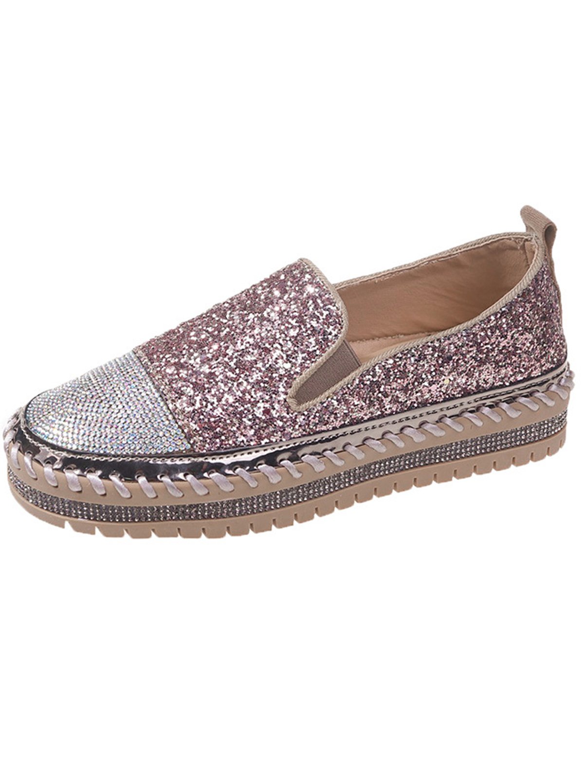 Chaussures Décontractées Décontracté Plain Toutes Les Saisons Polyester à Enfiler Talon Bas Bout Rond Caoutchouc à Enfiler pour Femmes