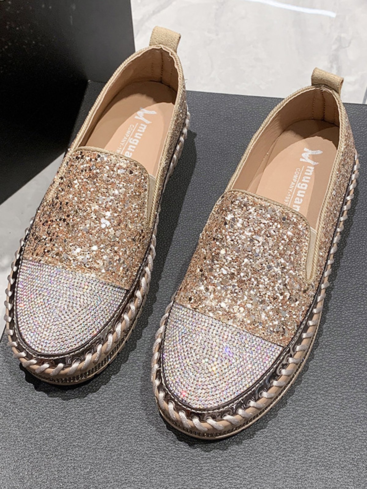 Chaussures Décontractées Décontracté Plain Toutes Les Saisons Polyester à Enfiler Talon Bas Bout Rond Caoutchouc à Enfiler pour Femmes