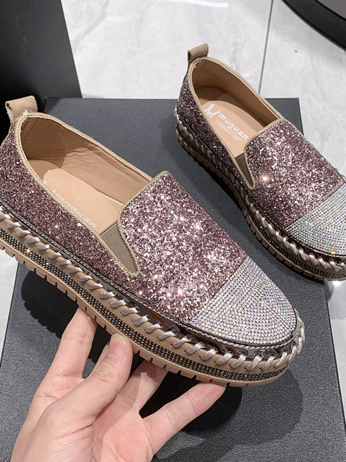 Chaussures Décontractées Décontracté Plain Toutes Les Saisons Polyester à Enfiler Talon Bas Bout Rond Caoutchouc à Enfiler pour Femmes