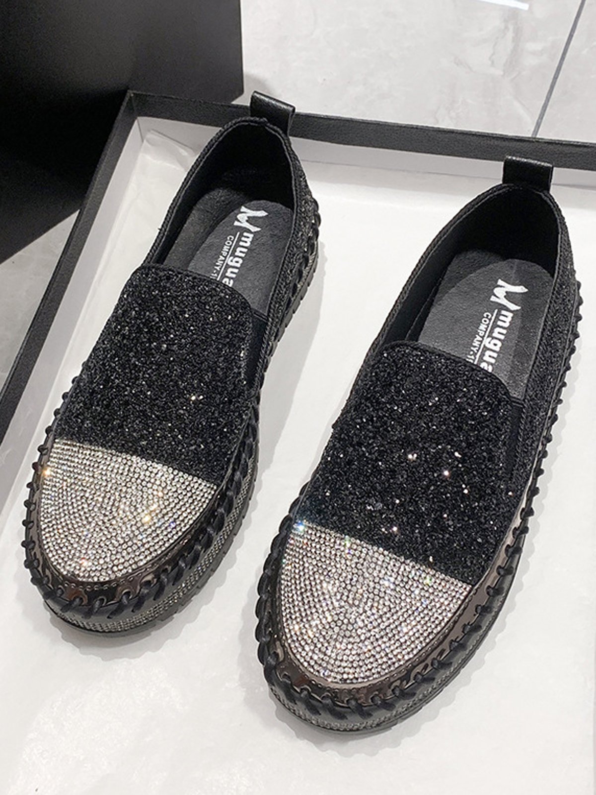 Chaussures Décontractées Décontracté Plain Toutes Les Saisons Polyester à Enfiler Talon Bas Bout Rond Caoutchouc à Enfiler pour Femmes