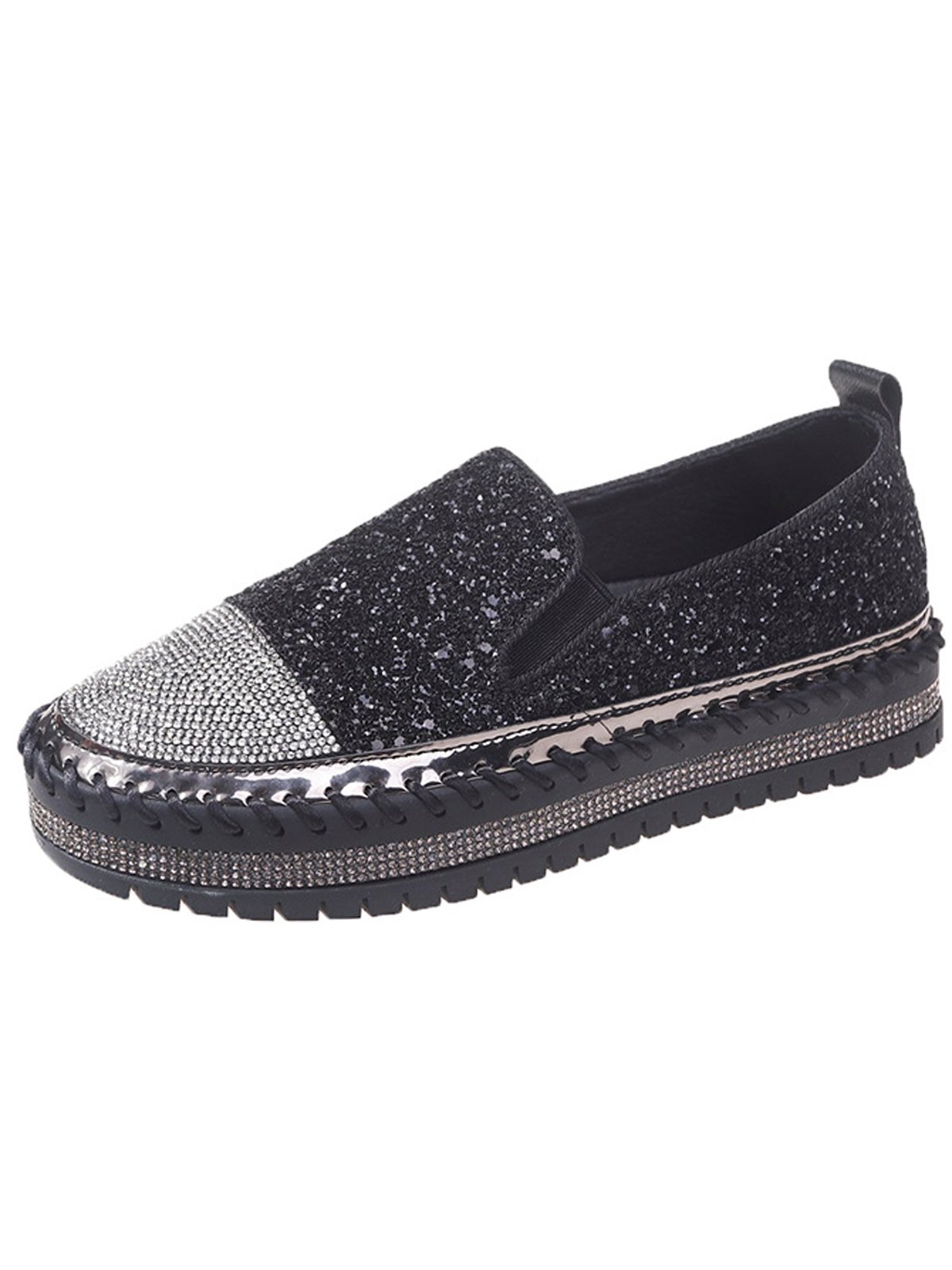 Chaussures Décontractées Décontracté Plain Toutes Les Saisons Polyester à Enfiler Talon Bas Bout Rond Caoutchouc à Enfiler pour Femmes