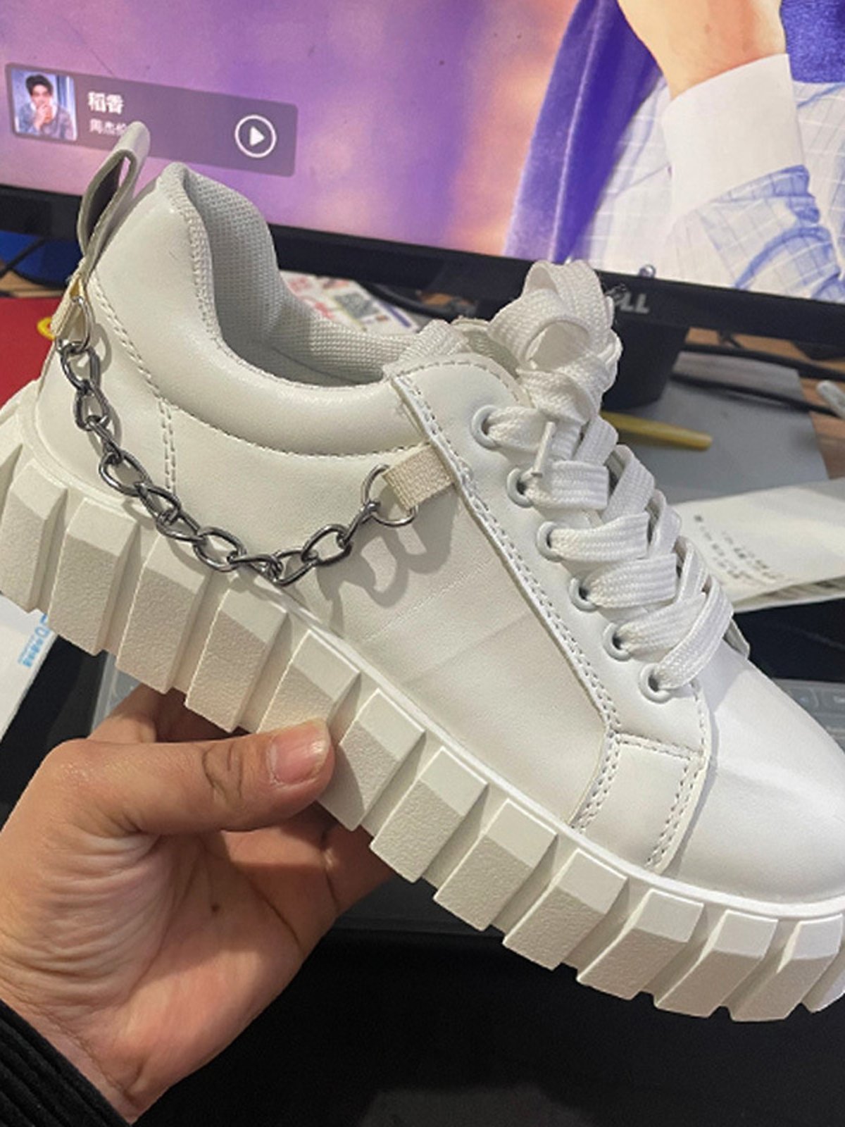 Chaussures Décontractées Femmes Décontracté Plain Toutes Les Saisons Brillant Bout Rond PU PU Caoutchouc à Lacets