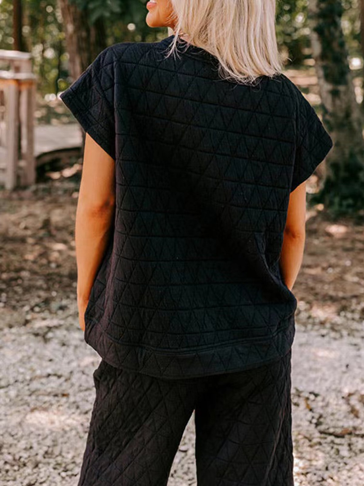 Deux Pièces Ensembles Femmes Décontracté Plain Été Polyester Aucune élasticité Quotidien Ample Top Avec Pantalons Droit