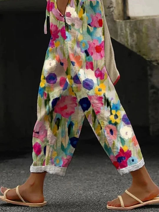 Pantalons Décontracté Floral Printemps / Automne Aucune élasticité Quotidien Pantalon à la cheville Pantalon droit Droit Régulier pour Femmes