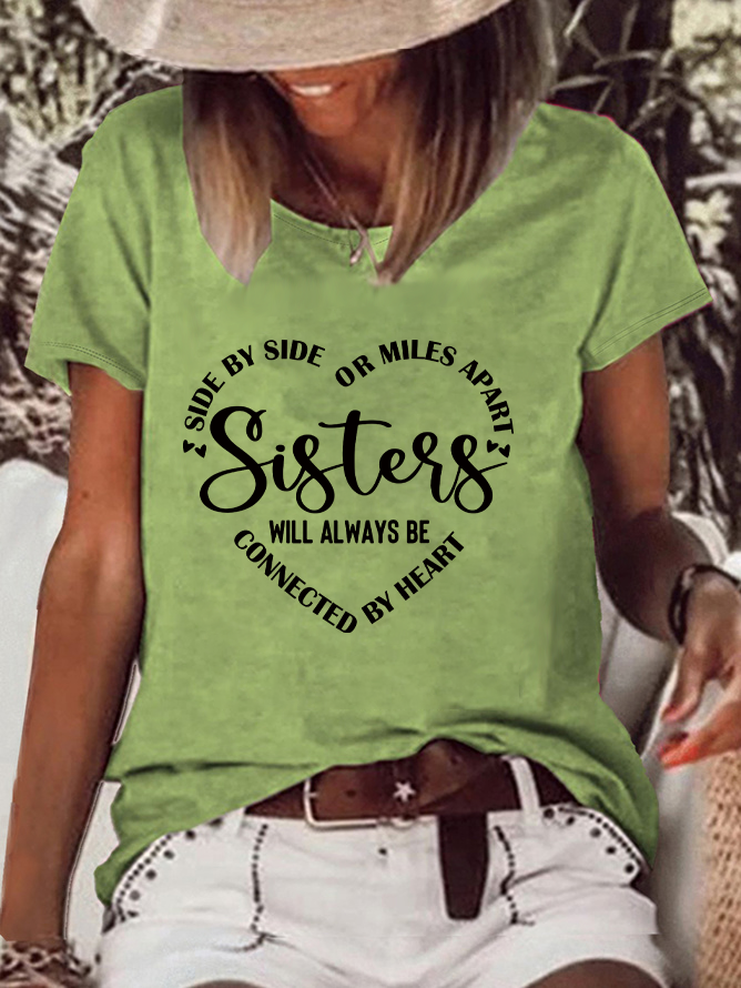 T-shirts Femmes Décontracté Imprimé de Lettre Été Poids Moyen Aucune élasticité Manches Courtes Ample Régulier Droit