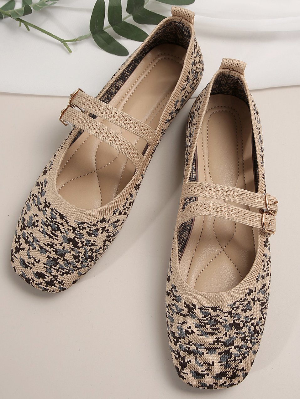 Chaussures à Tige Basse Décontracté Abstrait Toutes Les Saisons Quotidien Bout Carré Tissu de Maille Tissu Caoutchouc à Enfiler pour Femmes