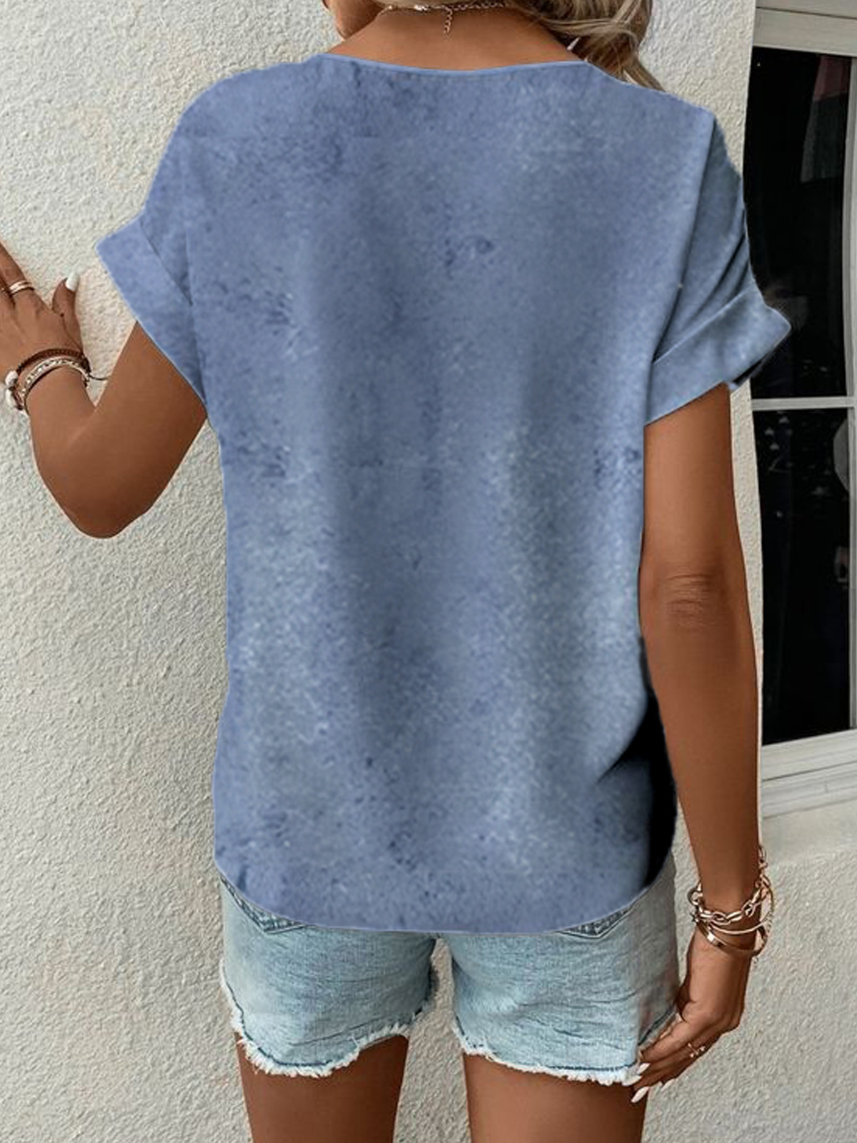 Blouses Décontracté Été Ethnique Motifs Viscose Dentelle Manches Courtes Régulier Droit Régulier pour Femmes
