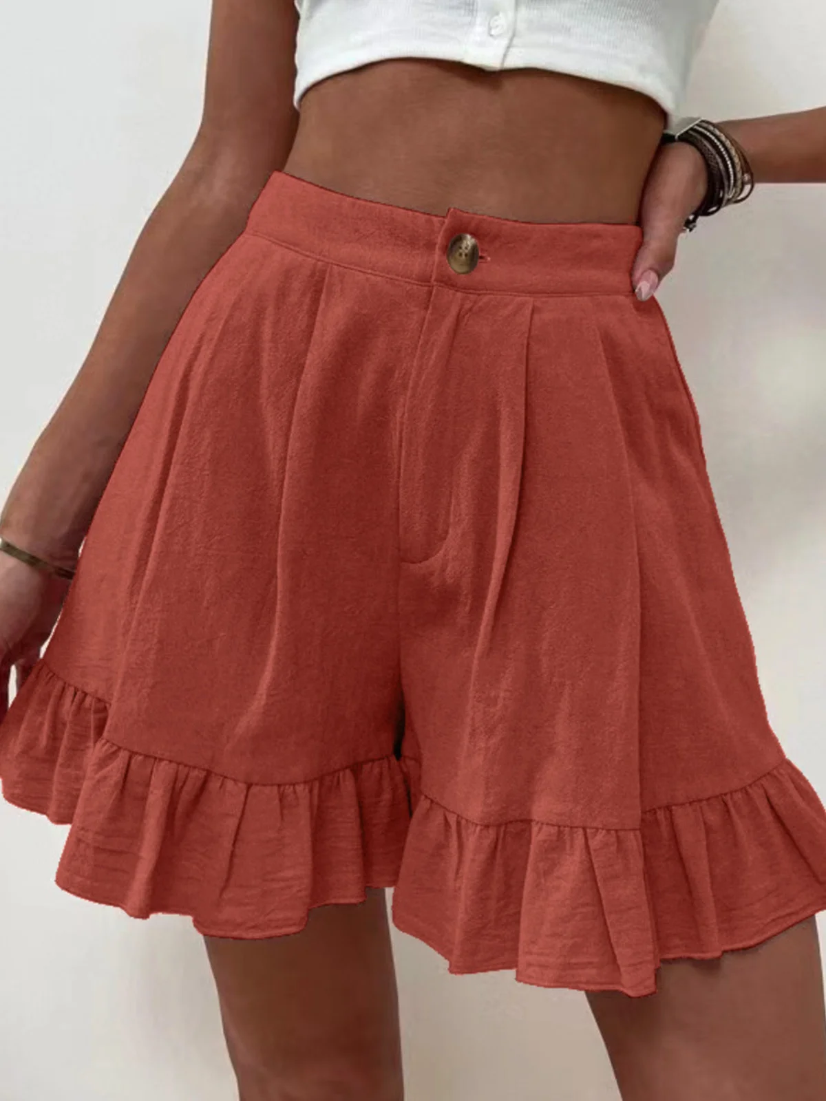 Shorts Décontracté Plain Été Coton Aucune élasticité Quotidien Coupe Régulière Droit Régulier pour Femmes