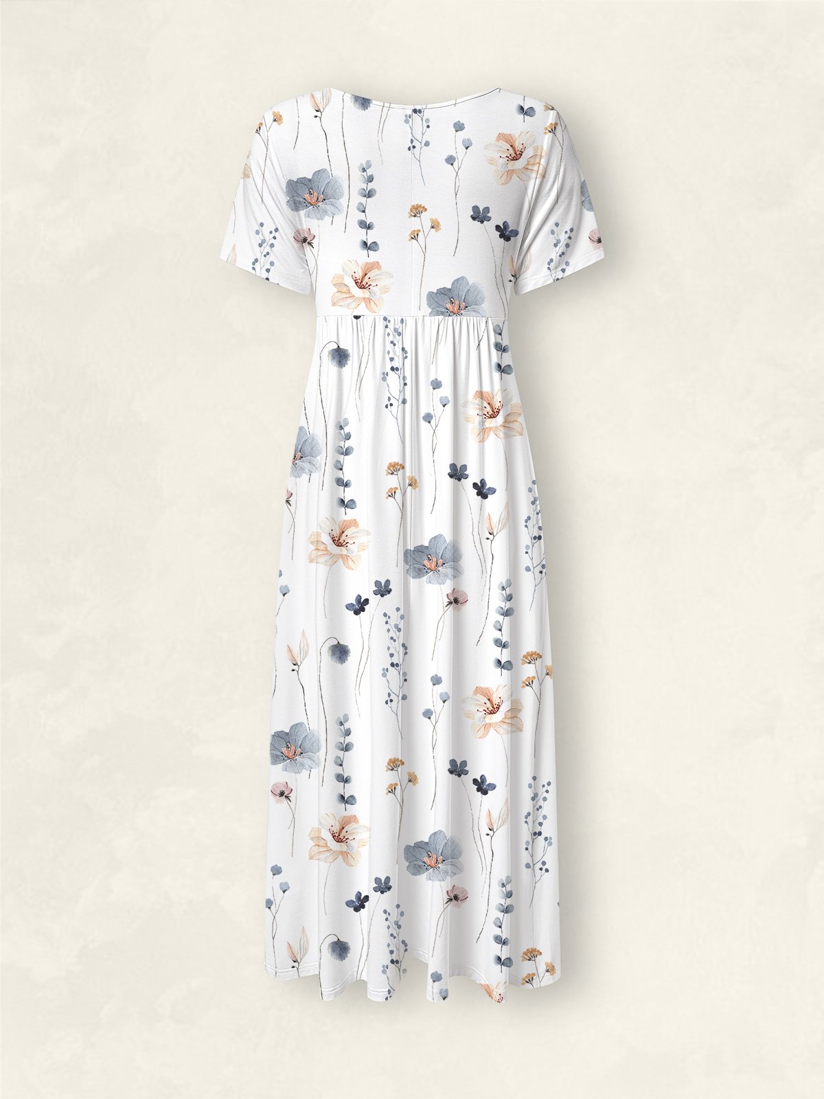 Femmes Floral Blanc Col mi-ouvert Confortable Robe Maxi Décontracté