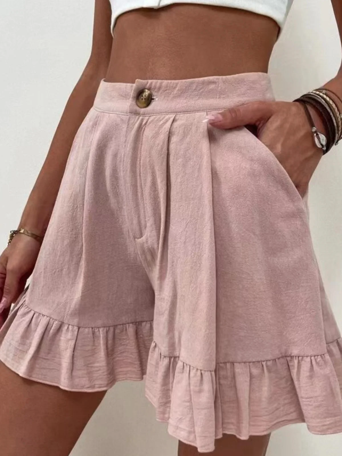 Shorts Décontracté Plain Été Coton Aucune élasticité Quotidien Coupe Régulière Droit Régulier pour Femmes