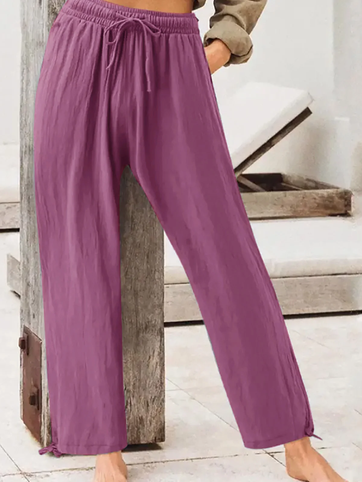 Pantalons Femmes Décontracté Plain Printemps / Automne Taille Haute Aucune élasticité Quotidien Long Droit Régulier