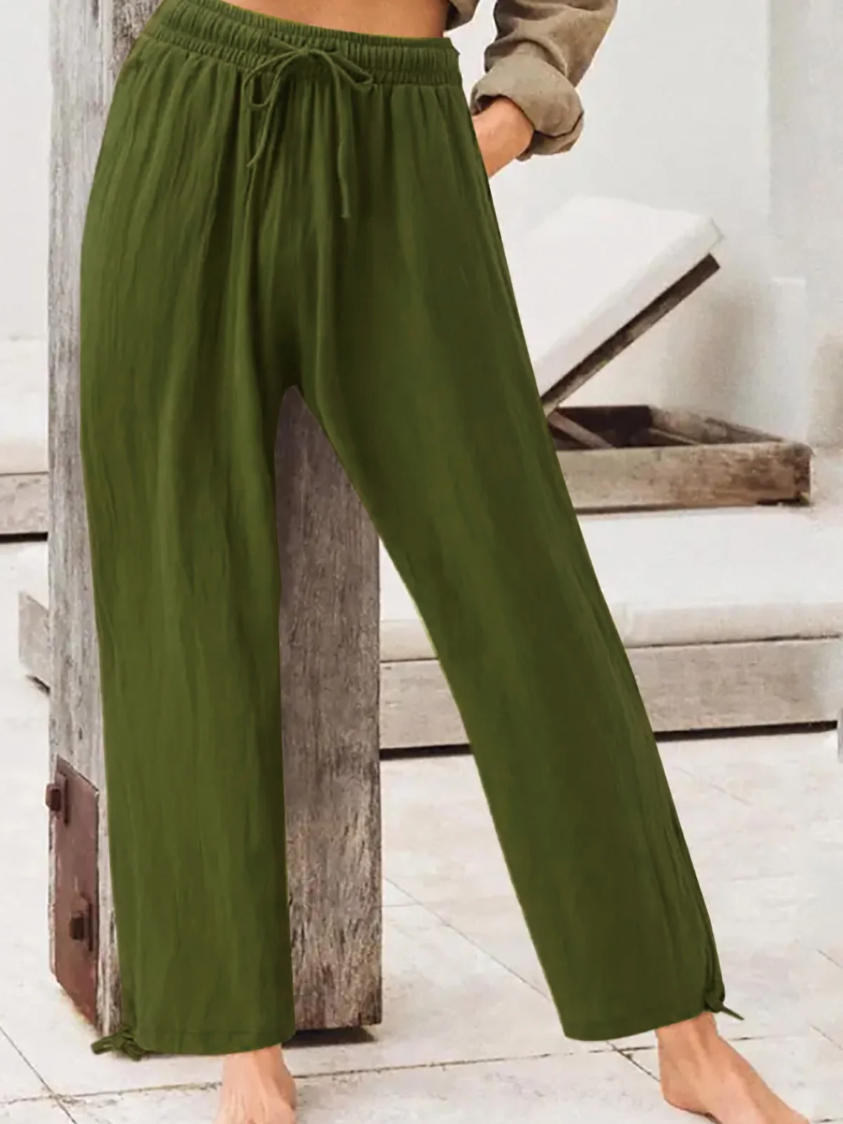 Pantalons Femmes Décontracté Plain Printemps / Automne Taille Haute Aucune élasticité Quotidien Long Droit Régulier