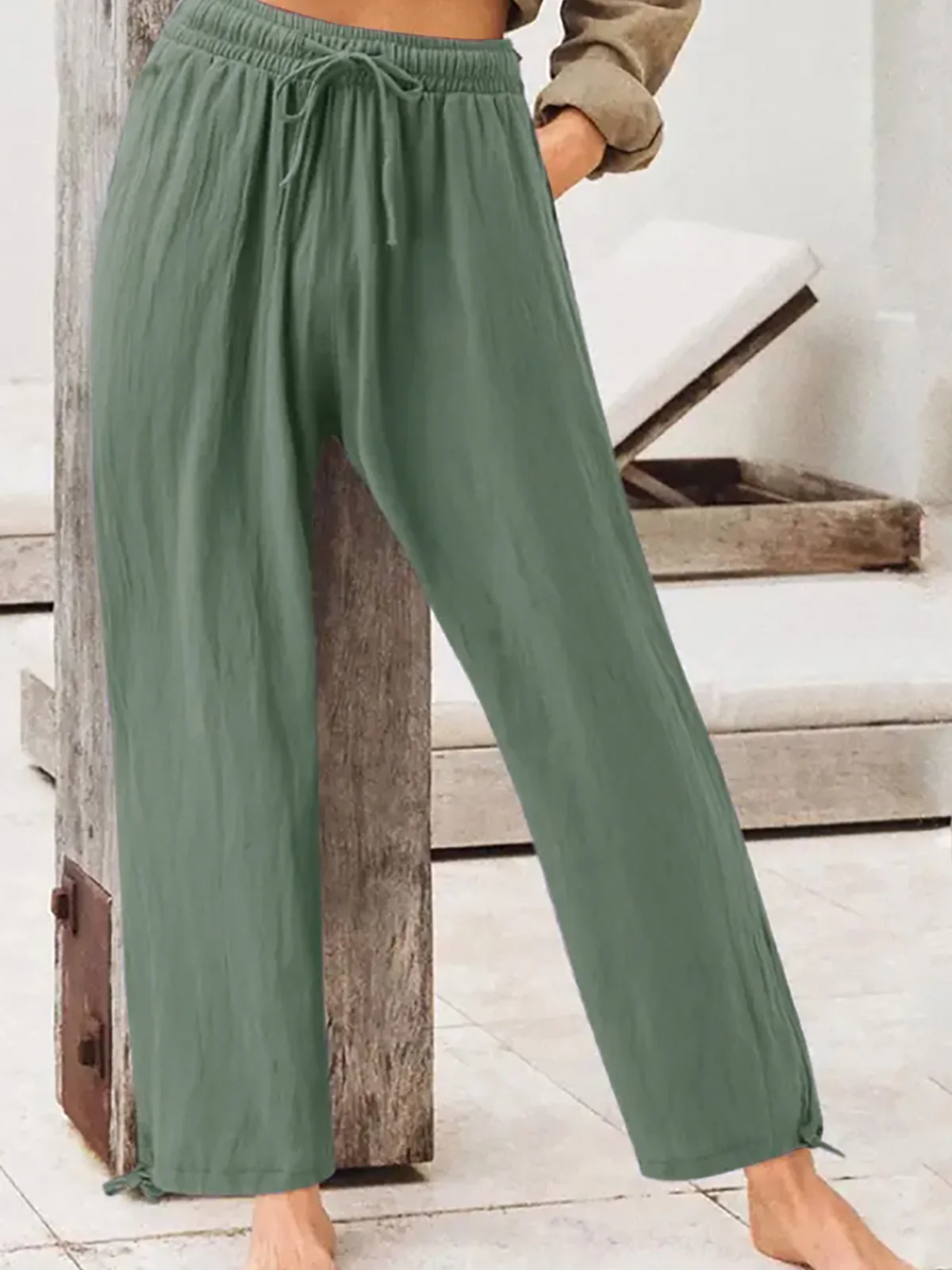 Pantalons Femmes Décontracté Plain Printemps / Automne Taille Haute Aucune élasticité Quotidien Long Droit Régulier