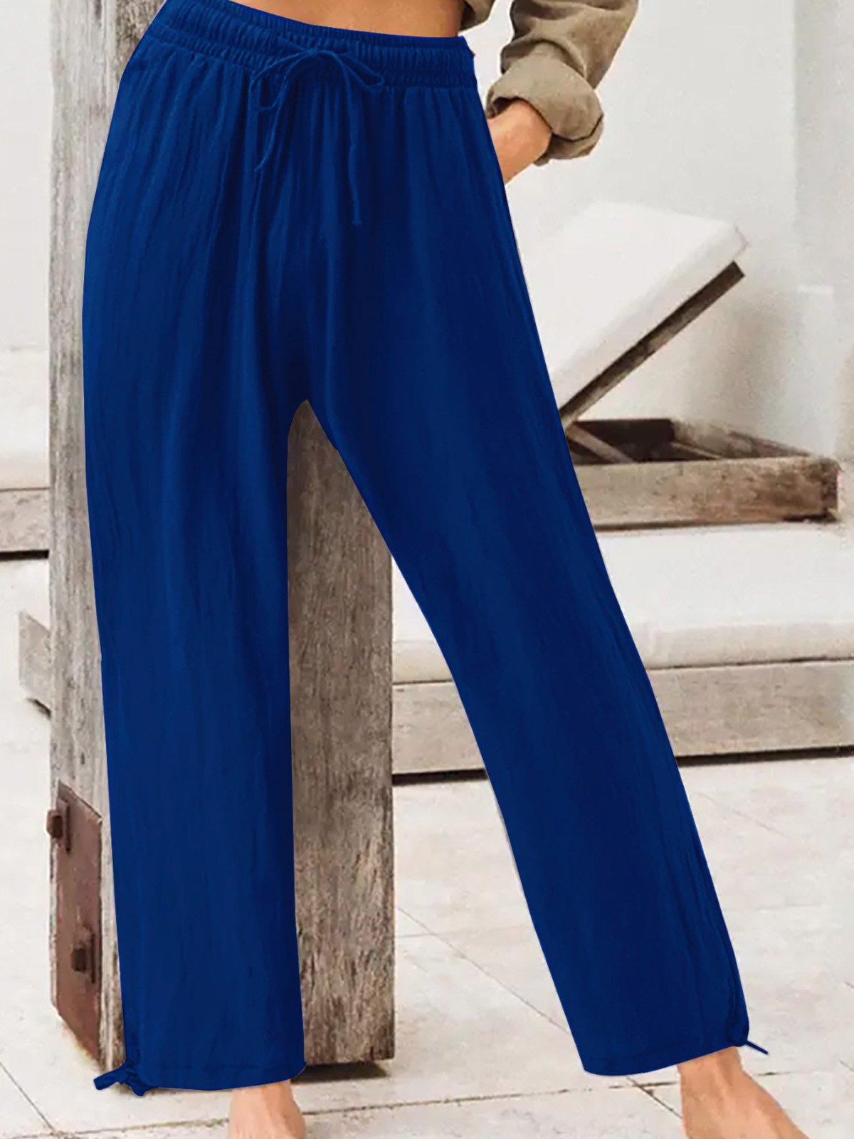 Pantalons Femmes Décontracté Plain Printemps / Automne Taille Haute Aucune élasticité Quotidien Long Droit Régulier