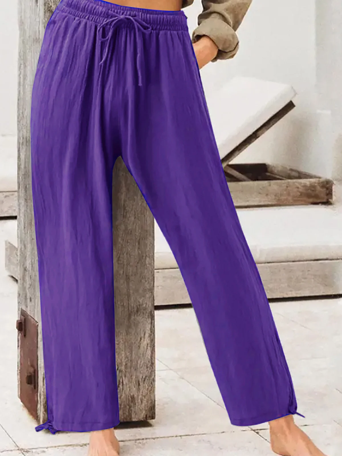 Pantalons Femmes Décontracté Plain Printemps / Automne Taille Haute Aucune élasticité Quotidien Long Droit Régulier