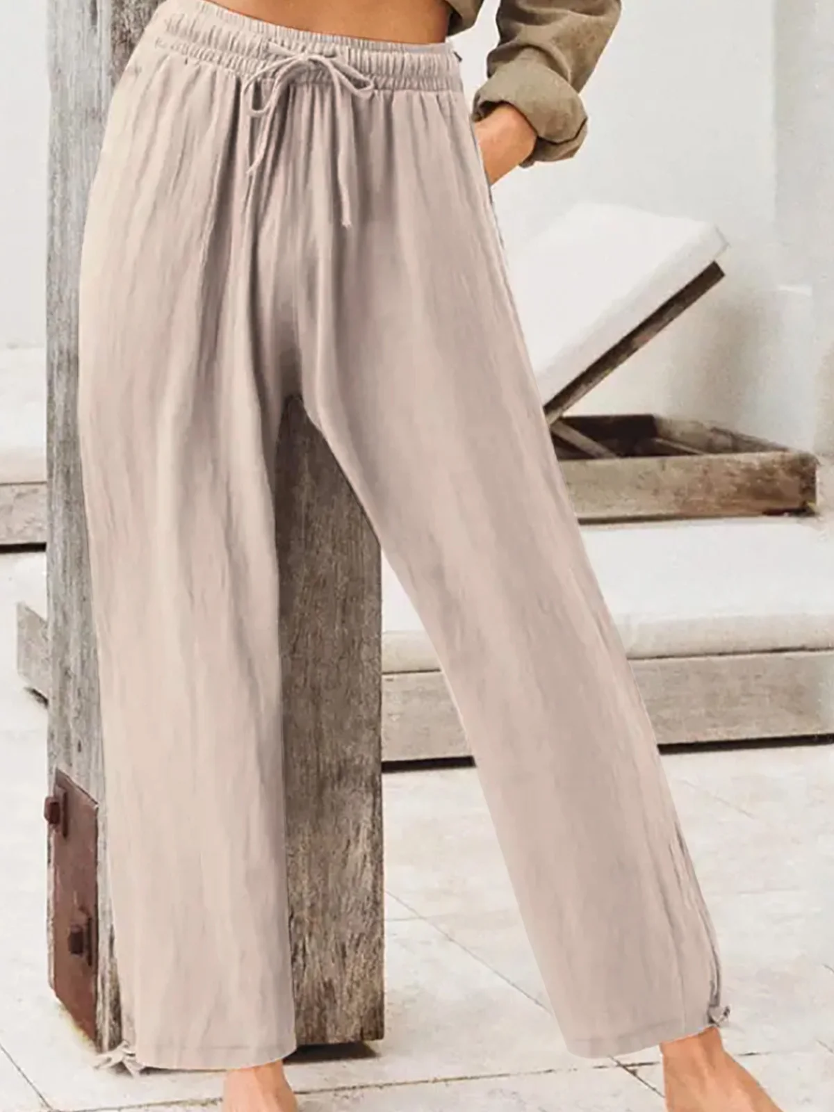 Pantalons Femmes Décontracté Plain Printemps / Automne Taille Haute Aucune élasticité Quotidien Long Droit Régulier