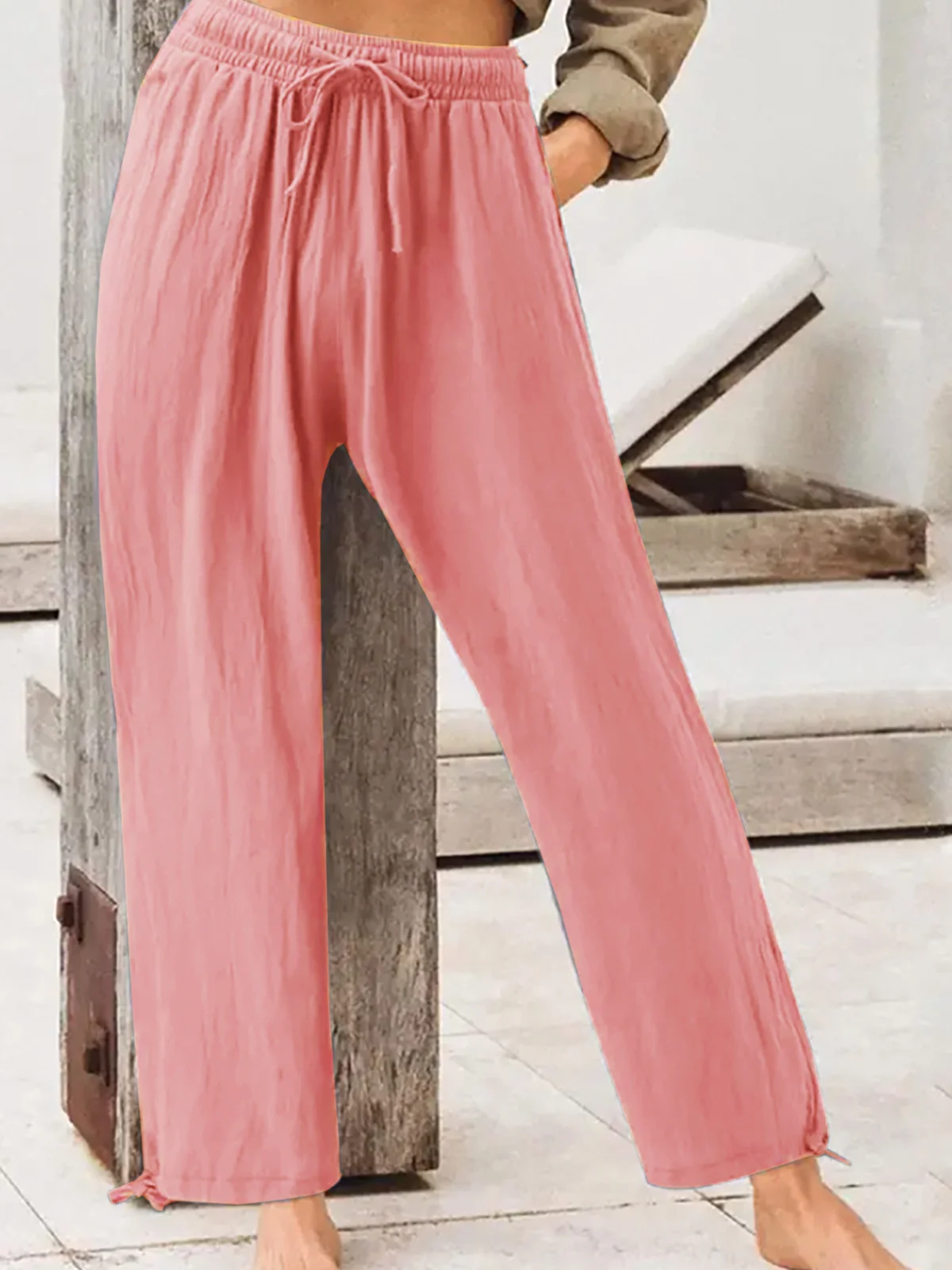 Pantalons Femmes Décontracté Plain Printemps / Automne Taille Haute Aucune élasticité Quotidien Long Droit Régulier