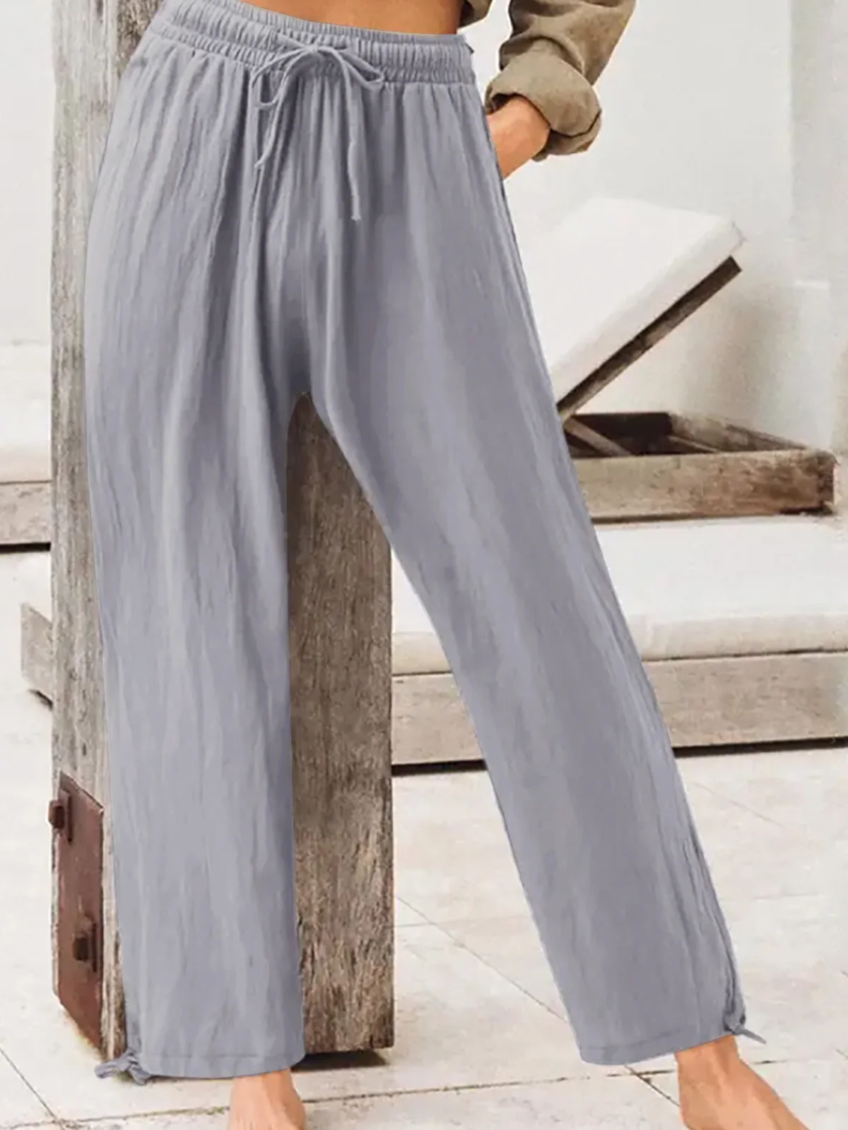 Pantalons Femmes Décontracté Plain Printemps / Automne Taille Haute Aucune élasticité Quotidien Long Droit Régulier