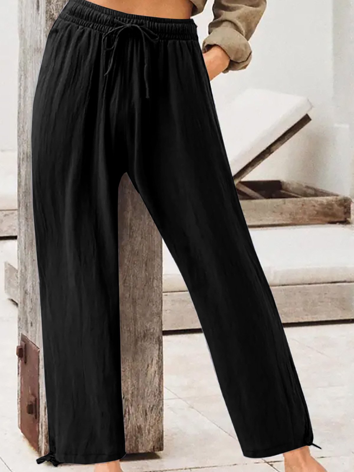Pantalons Femmes Décontracté Plain Printemps / Automne Taille Haute Aucune élasticité Quotidien Long Droit Régulier