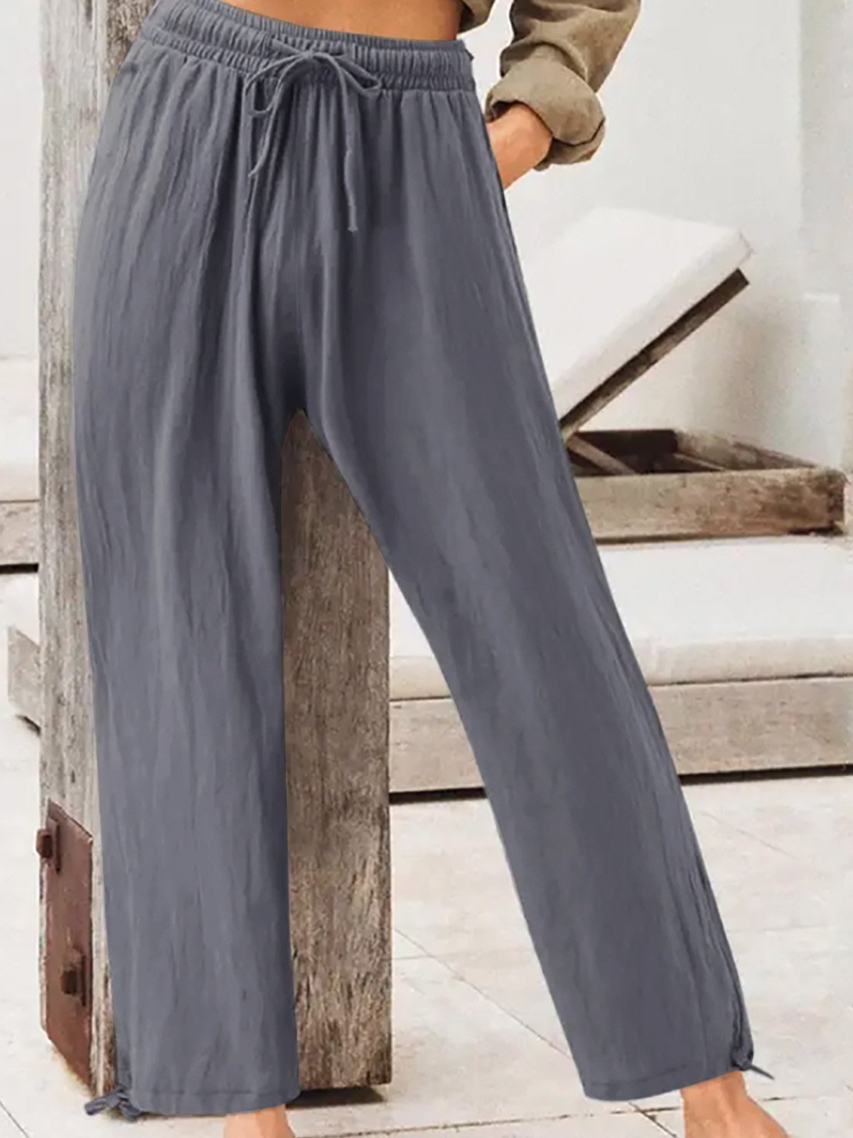 Pantalons Femmes Décontracté Plain Printemps / Automne Taille Haute Aucune élasticité Quotidien Long Droit Régulier