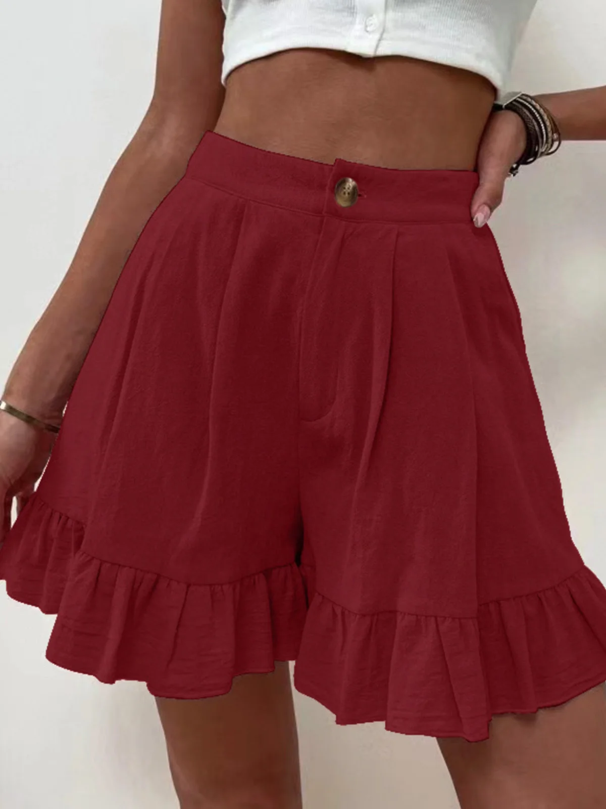 Shorts Décontracté Plain Été Coton Aucune élasticité Quotidien Coupe Régulière Droit Régulier pour Femmes