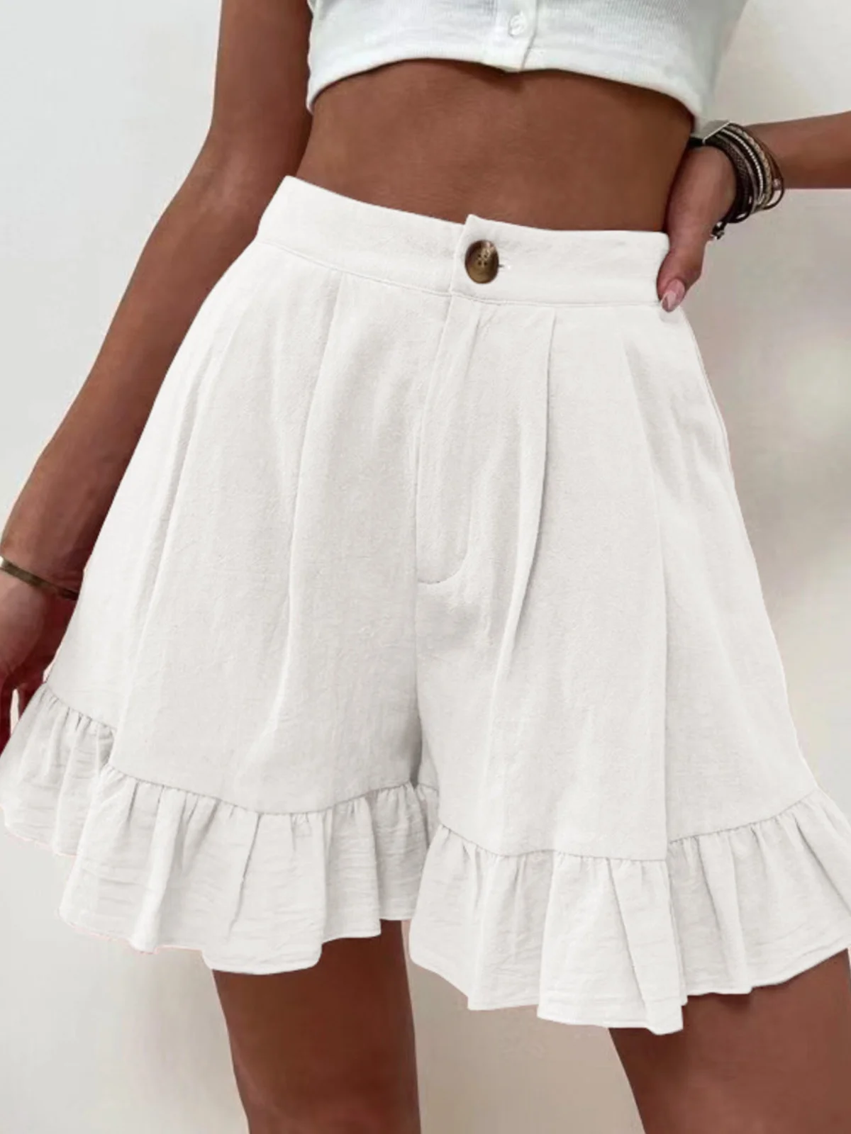 Shorts Décontracté Plain Été Coton Aucune élasticité Quotidien Coupe Régulière Droit Régulier pour Femmes