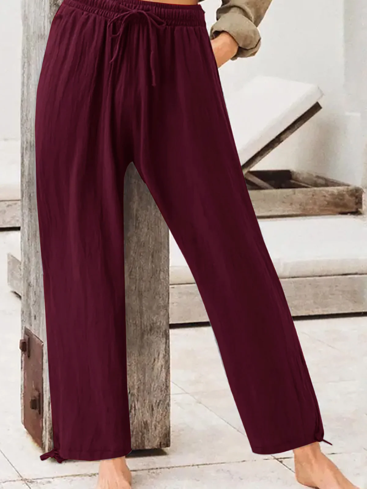 Pantalons Femmes Décontracté Plain Printemps / Automne Taille Haute Aucune élasticité Quotidien Long Droit Régulier