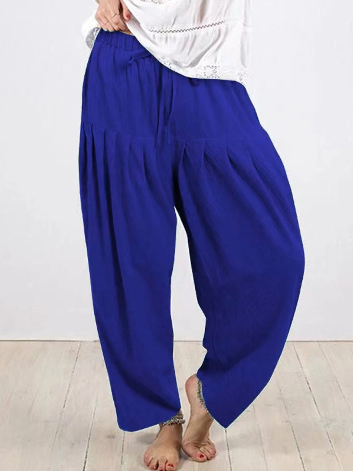 Pantalons Décontracté Plain Printemps / Automne Polyester Taille Haute Quotidien Ample Droit Régulier pour Femmes