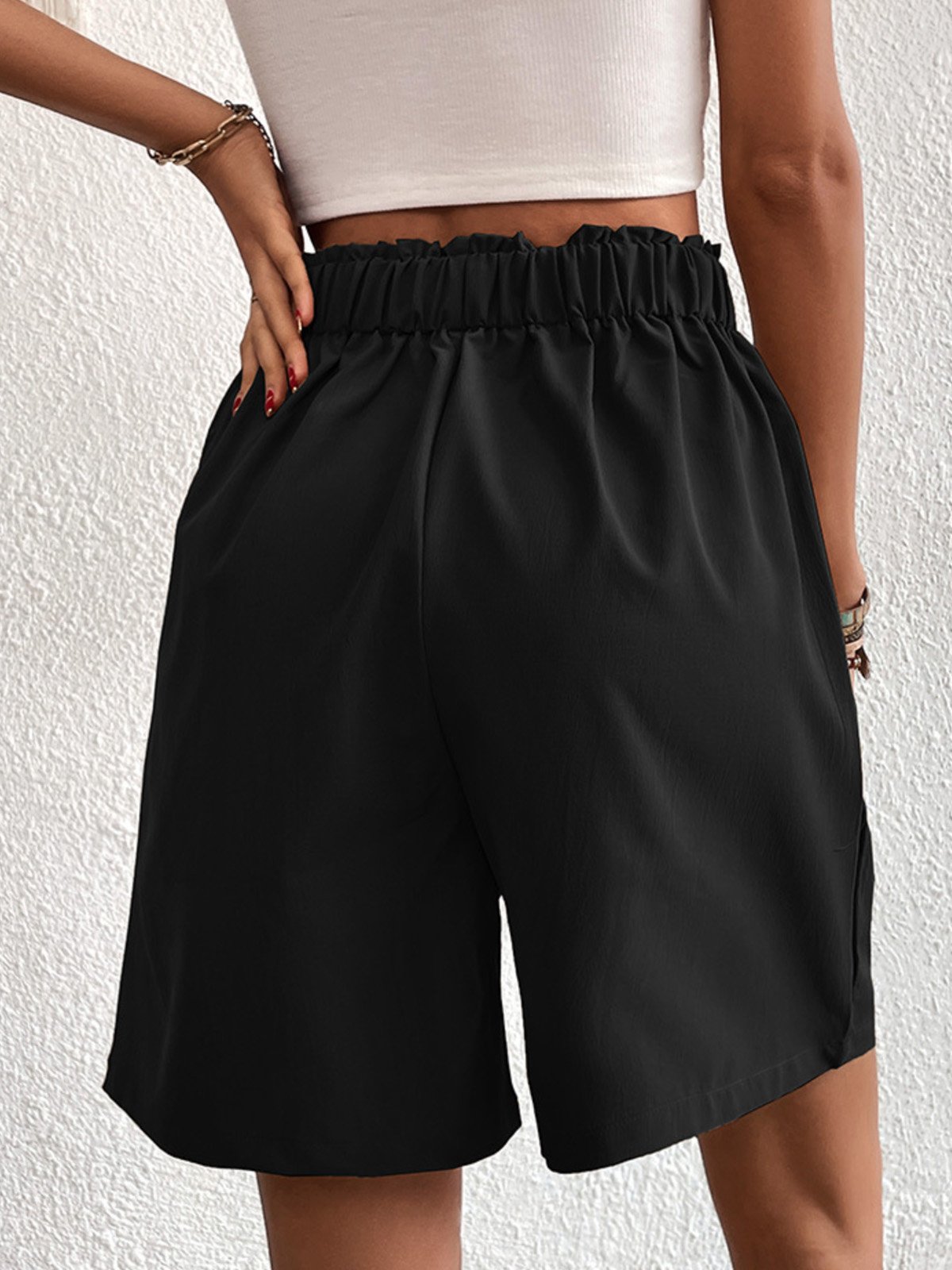 Shorts Décontracté Plain Été Polyester Naturel Aucune élasticité Coupe Régulière Shorts Droit pour Femmes