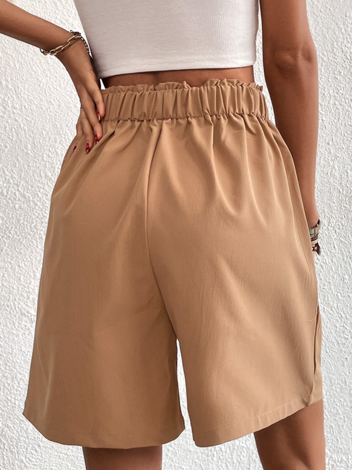 Shorts Décontracté Plain Été Polyester Naturel Aucune élasticité Coupe Régulière Shorts Droit pour Femmes