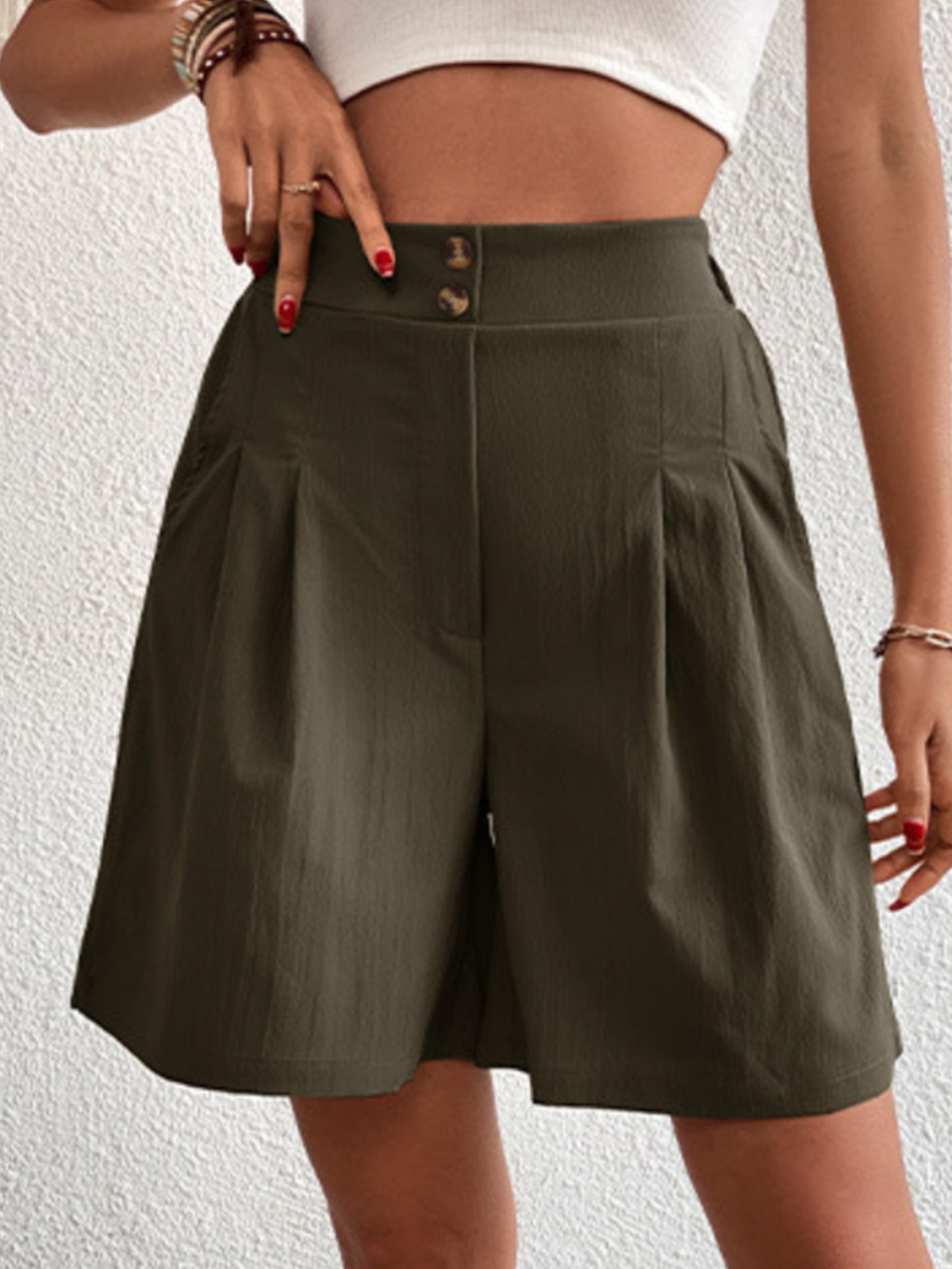 Shorts Décontracté Plain Été Polyester Naturel Aucune élasticité Coupe Régulière Shorts Droit pour Femmes