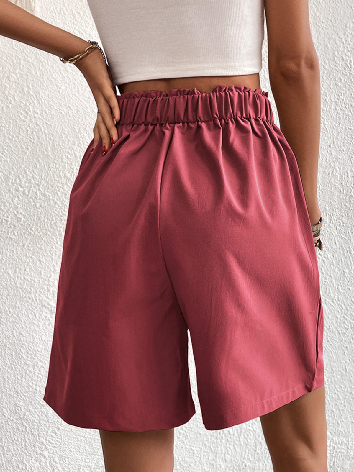 Shorts Décontracté Plain Été Polyester Naturel Aucune élasticité Coupe Régulière Shorts Droit pour Femmes