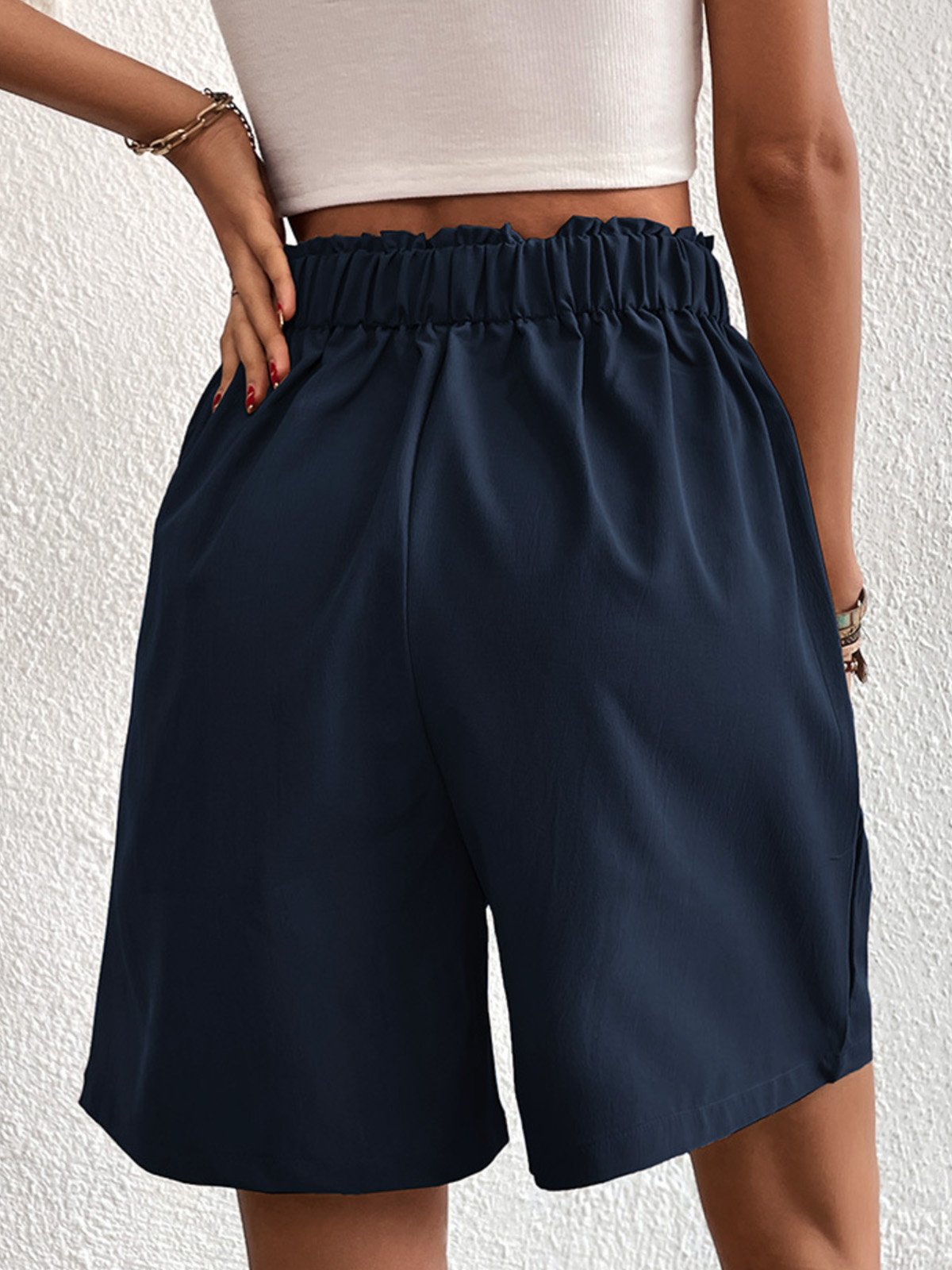 Shorts Décontracté Plain Été Polyester Naturel Aucune élasticité Coupe Régulière Shorts Droit pour Femmes