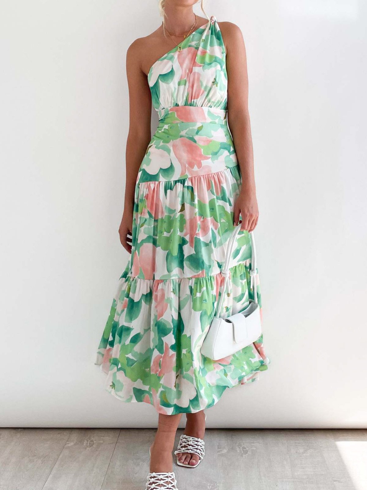 Femmes Floral Rouge Confortable Robe Maxi Décontracté