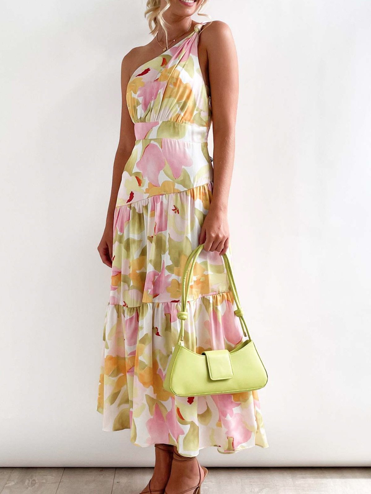 Femmes Floral Rouge Confortable Robe Maxi Décontracté