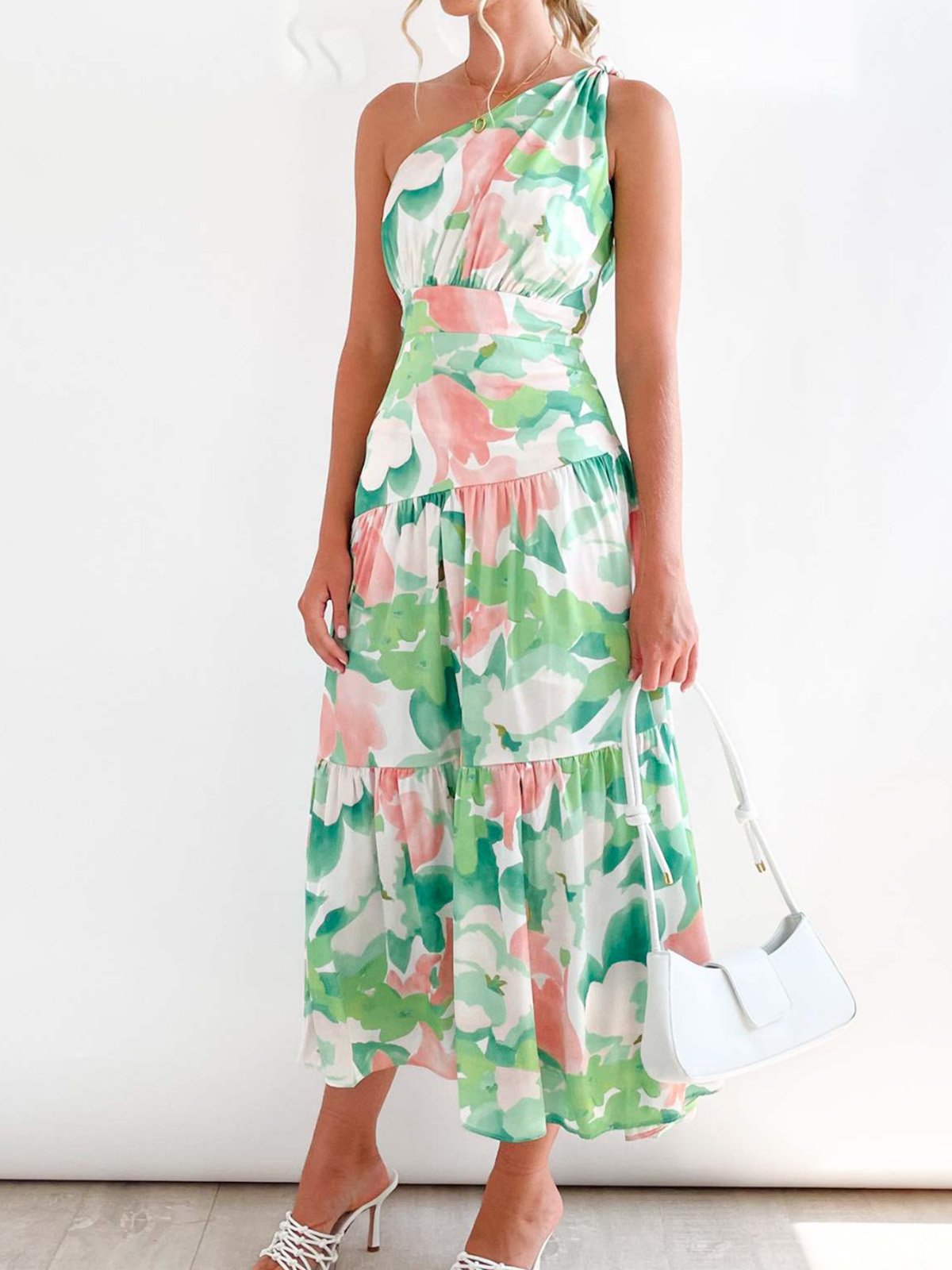Femmes Floral Rouge Confortable Robe Maxi Décontracté