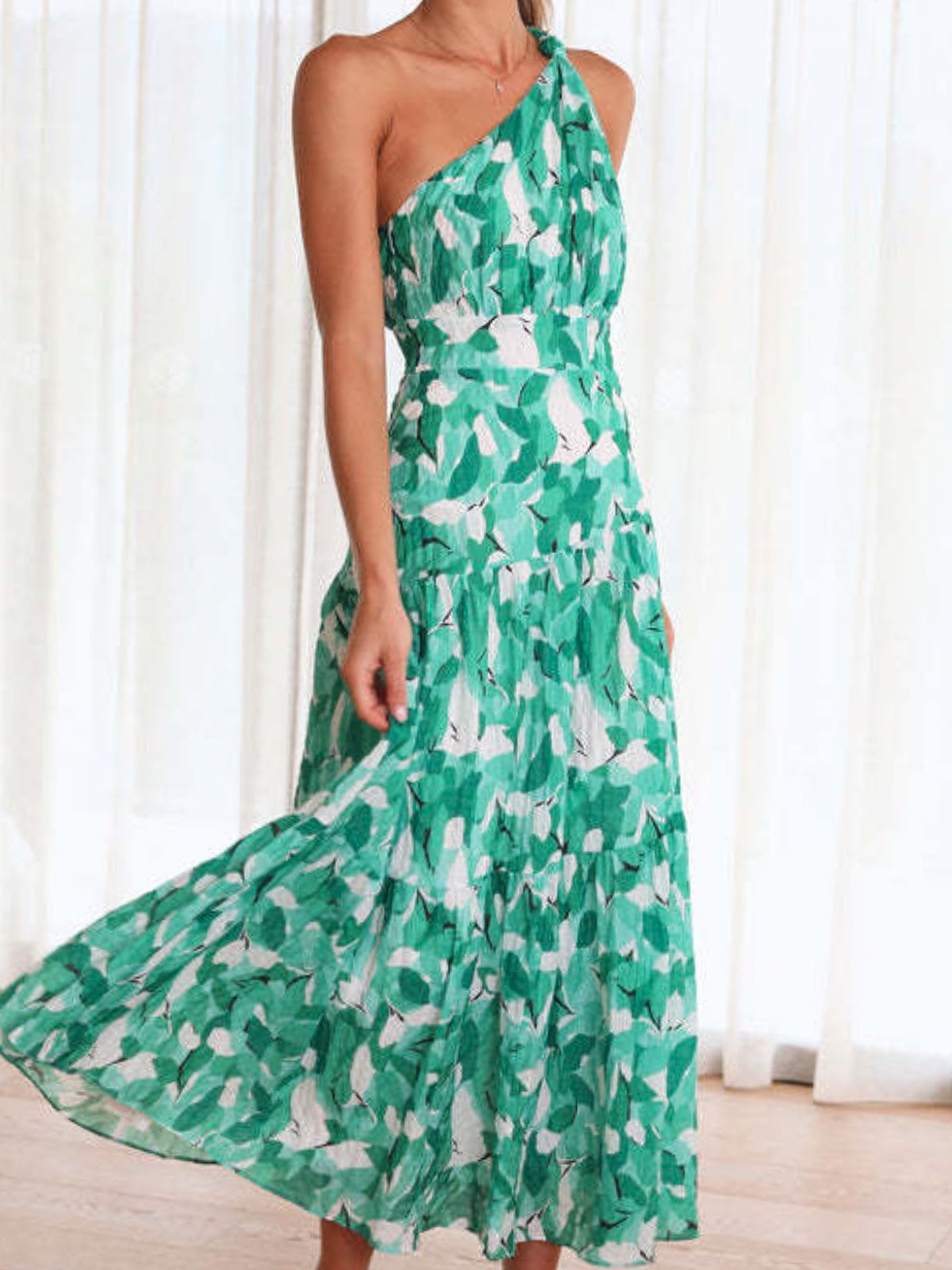 Femmes Floral Rouge Confortable Robe Maxi Décontracté