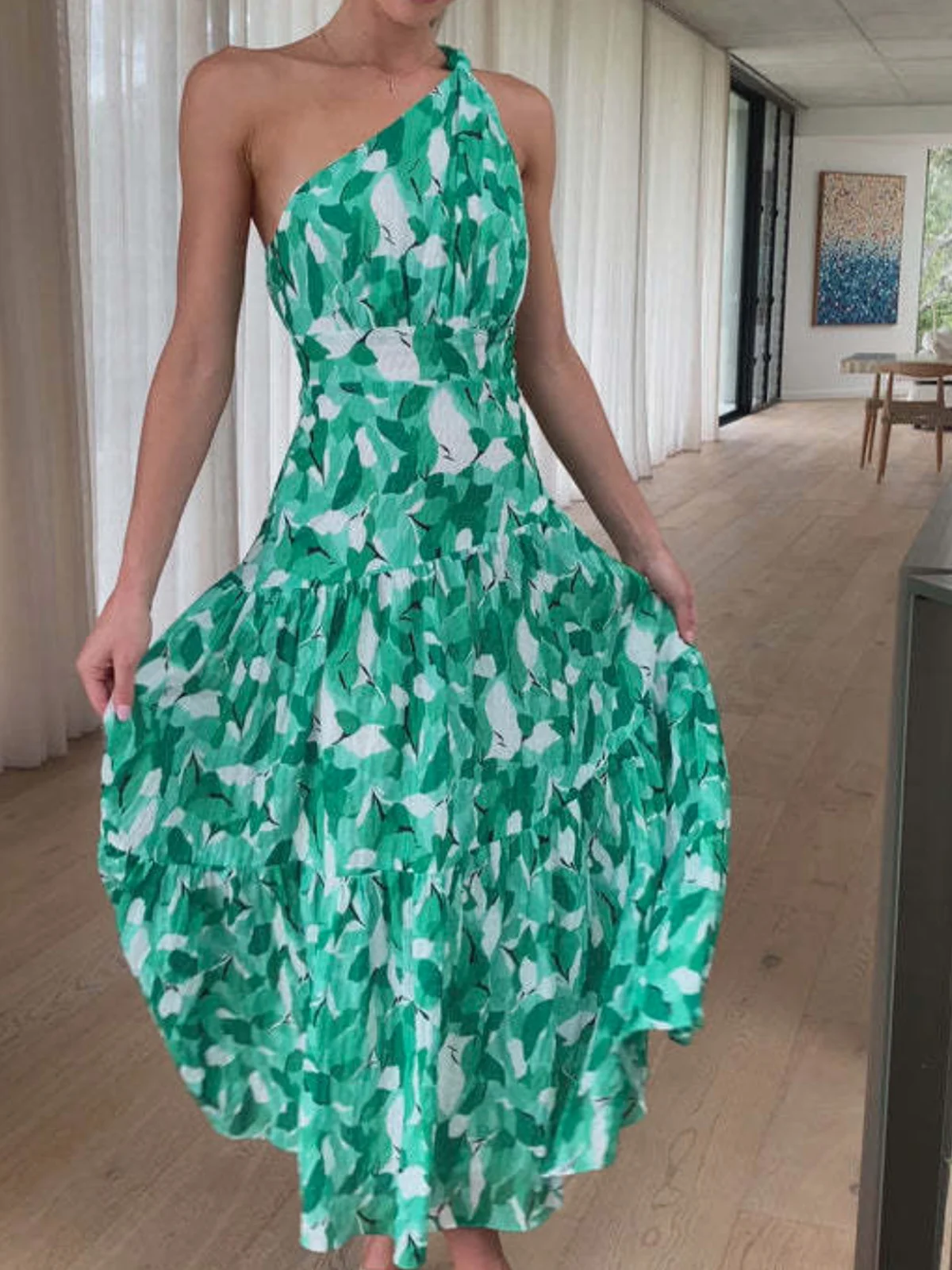 Femmes Floral Rouge Confortable Robe Maxi Décontracté