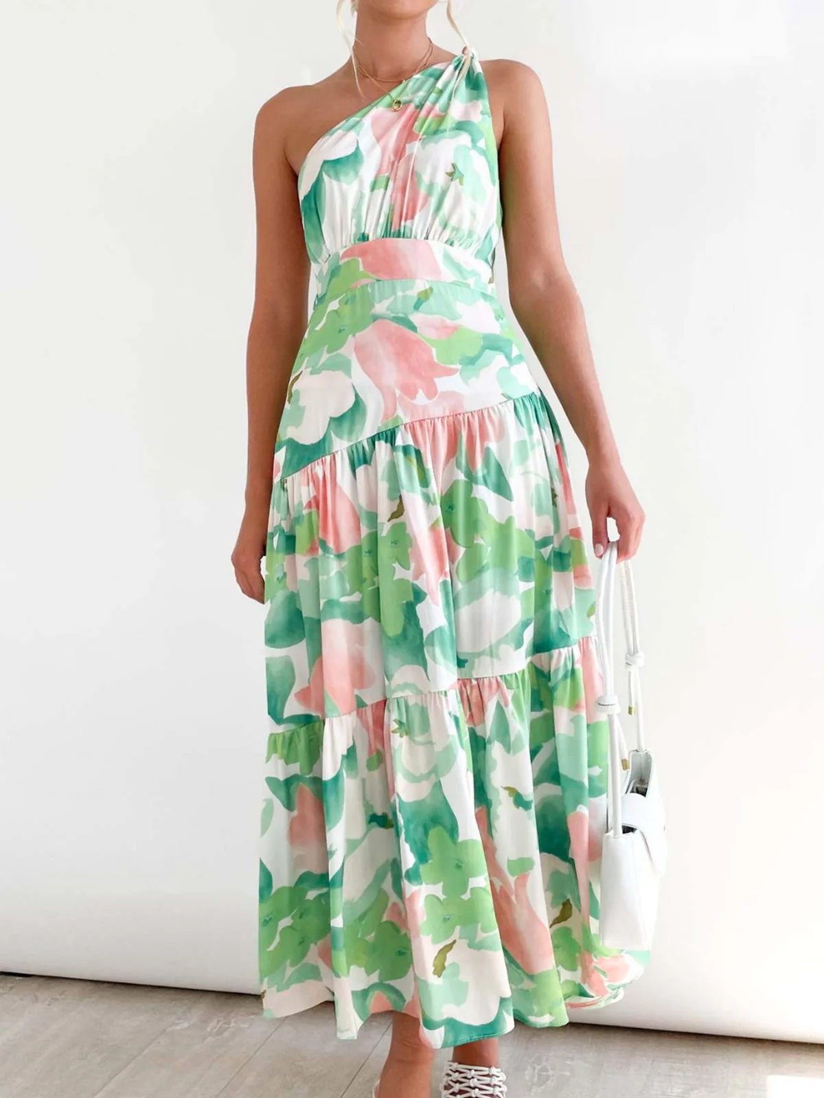 Femmes Floral Rouge Confortable Robe Maxi Décontracté