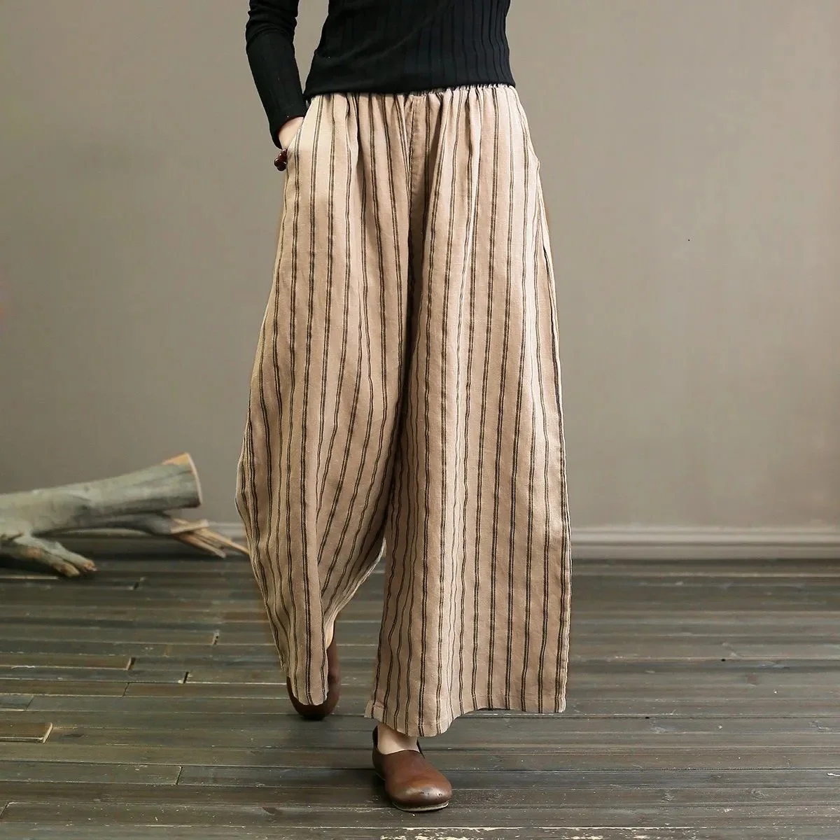 Pantalons Femmes Décontracté Plain Printemps / Automne Coton Naturel Aucune élasticité Pantalons à Jambe Large Long Droit