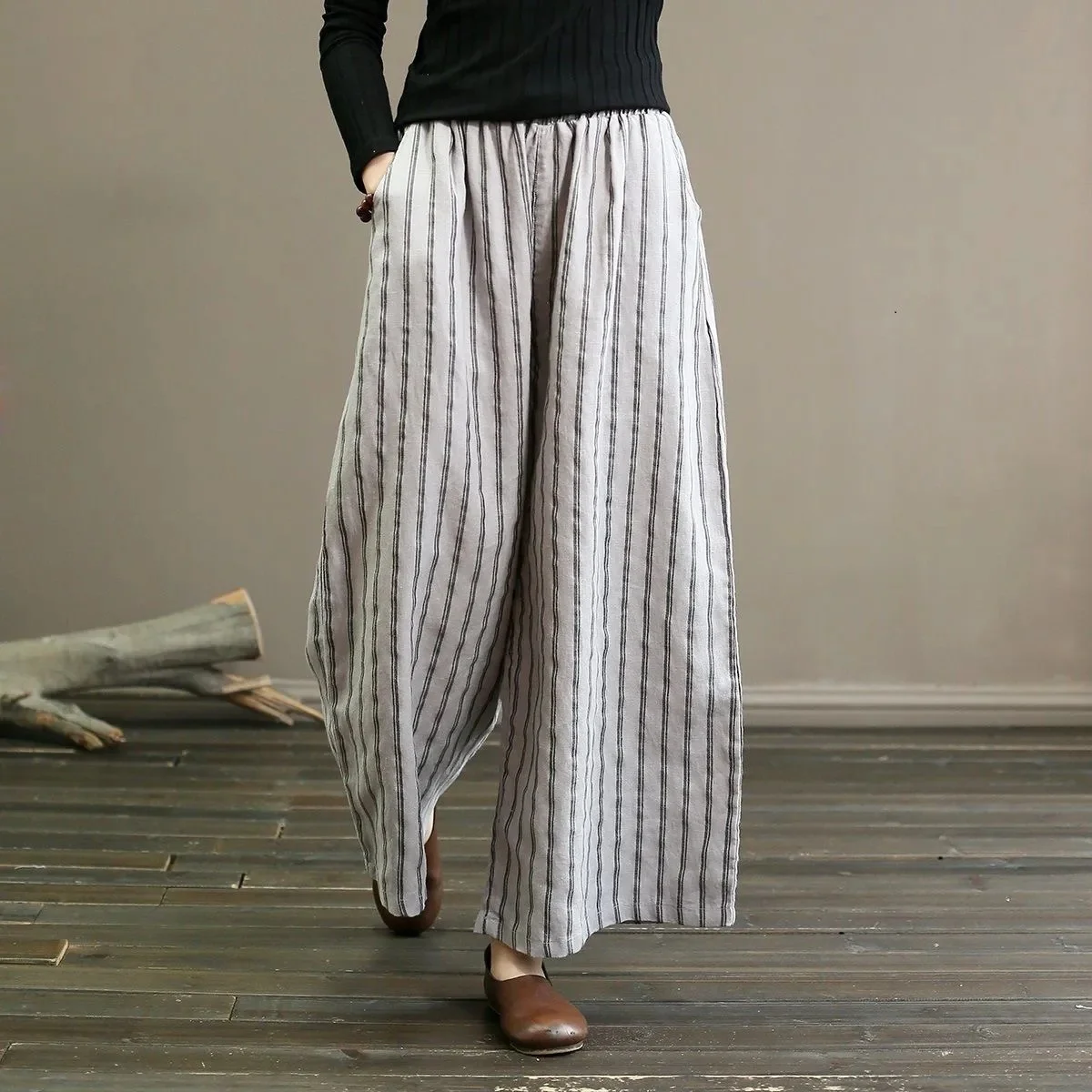 Pantalons Femmes Décontracté Plain Printemps / Automne Coton Naturel Aucune élasticité Pantalons à Jambe Large Long Droit