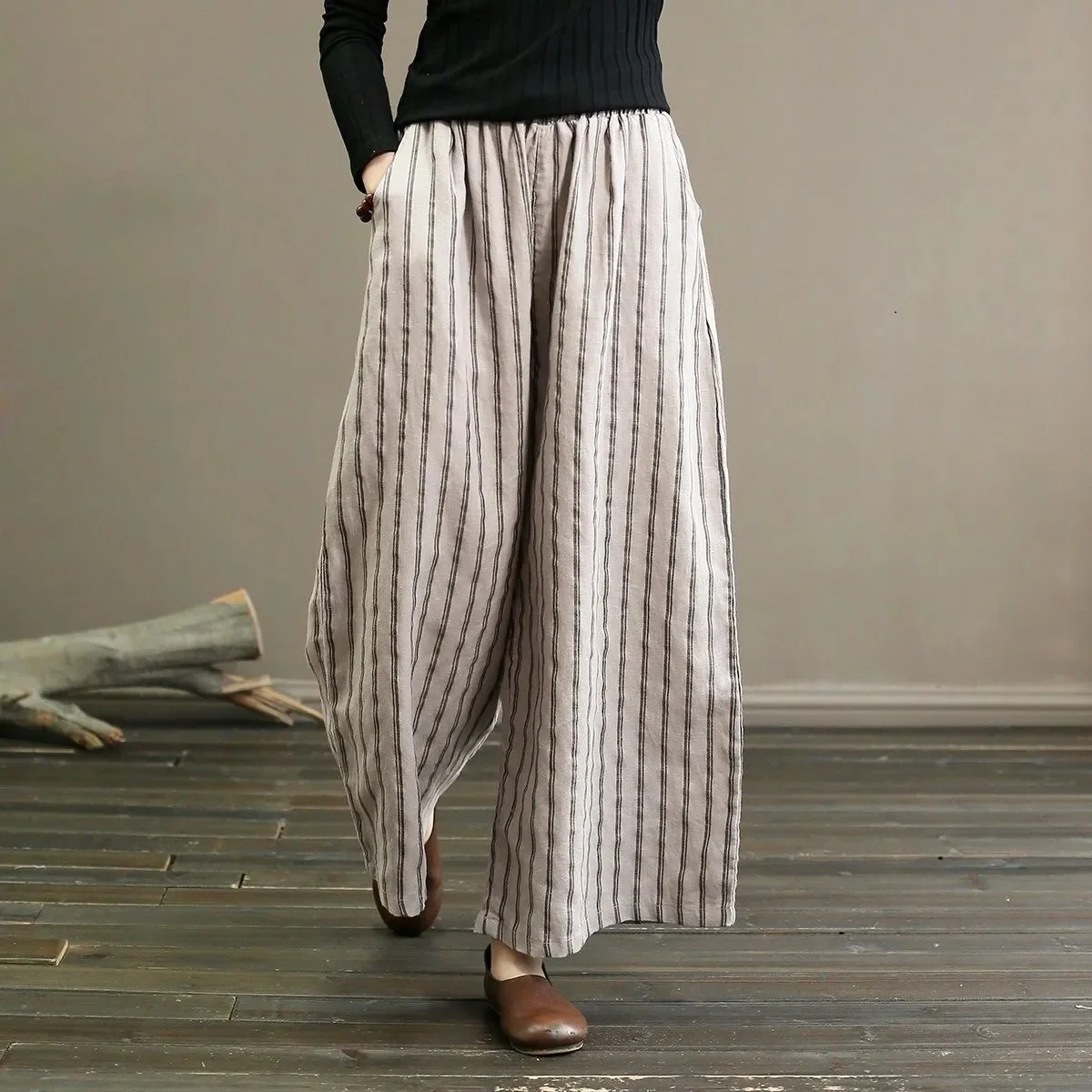 Pantalons Femmes Décontracté Plain Printemps / Automne Coton Naturel Aucune élasticité Pantalons à Jambe Large Long Droit