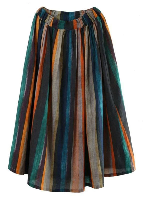 Jupes Femmes Rayé Décontracté Printemps / Automne Coton Naturel Aucune élasticité Maxi Trapèze Régulier
