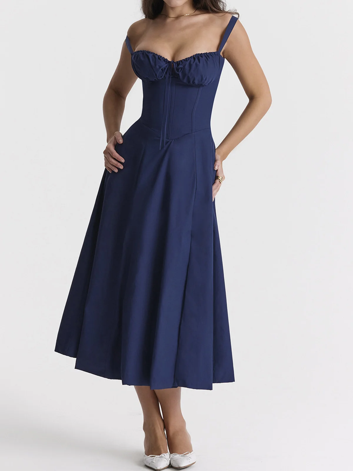 Femmes Plain Jaune-Clair à Bretelles Confortable Robe Maxi Décontracté