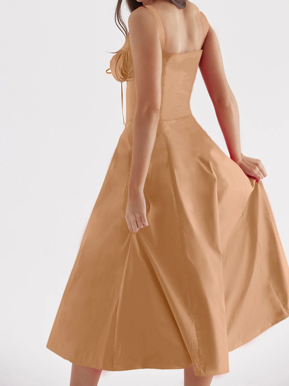 Femmes Plain Jaune-Clair à Bretelles Confortable Robe Maxi Décontracté