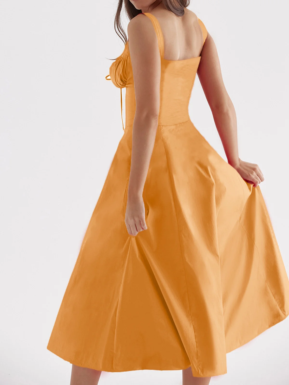 Femmes Plain Jaune-Clair à Bretelles Confortable Robe Maxi Décontracté