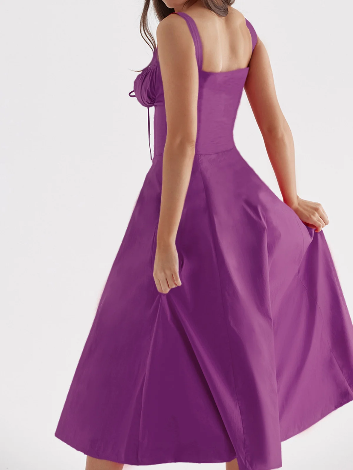 Femmes Plain Jaune-Clair à Bretelles Confortable Robe Maxi Décontracté