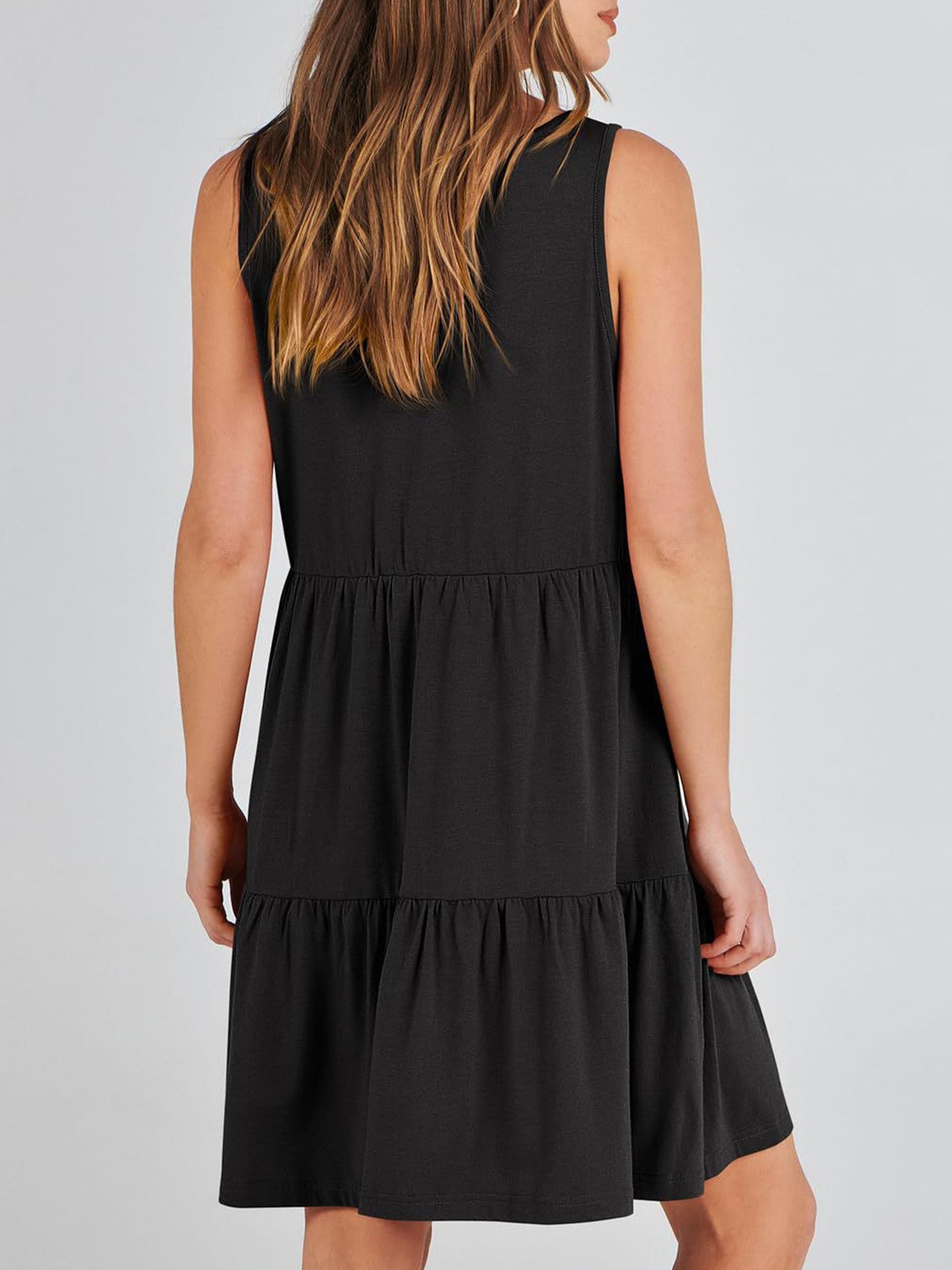Femmes Plain Kaki Col V Confortable Robe Mi-Longue Décontracté